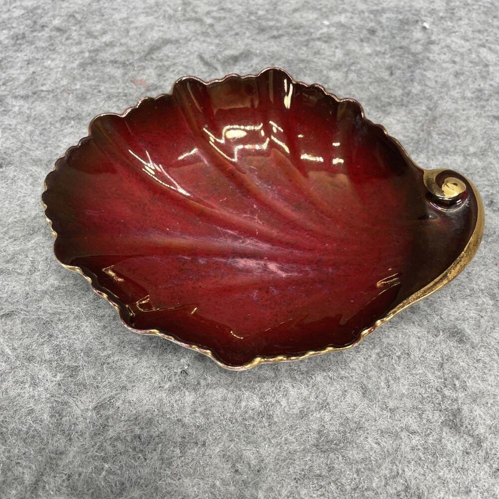 Carlton Ware Handpainted Rouge Royale Gold Gilded Plate Leaf Shaped Trinket Dish - Picture 6 of 9
